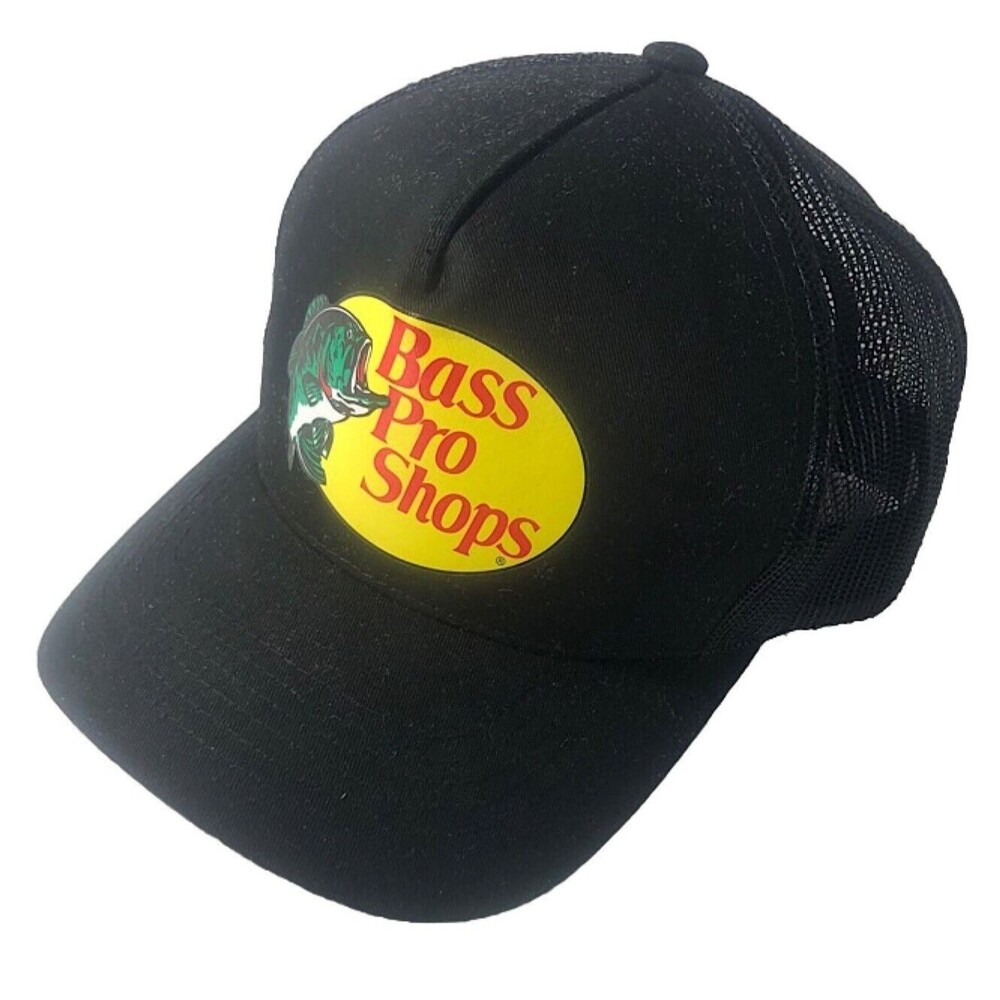 Bass Pro Shops Black Mesh Trucker Cap Snapback OSFM